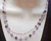 Handmade  Amethyst and Silver Chain Two Strand Necklace - Anniversary - Birthday