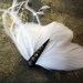 Maria - White Feather Wedding Fascinator with Antique Bronze Rhinestone Accent - In Stock