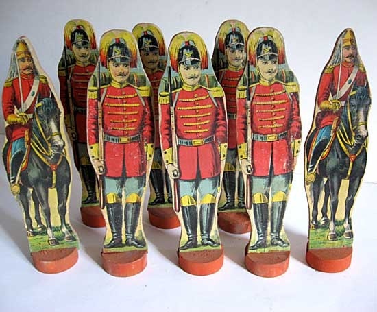 Victorian+Toy+Soldiers Set of 8 Antique Victorian Lithographed Paper over Wood Toy Soldiers ...