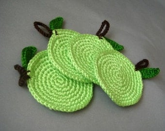 Green apple coasters (set of 4)