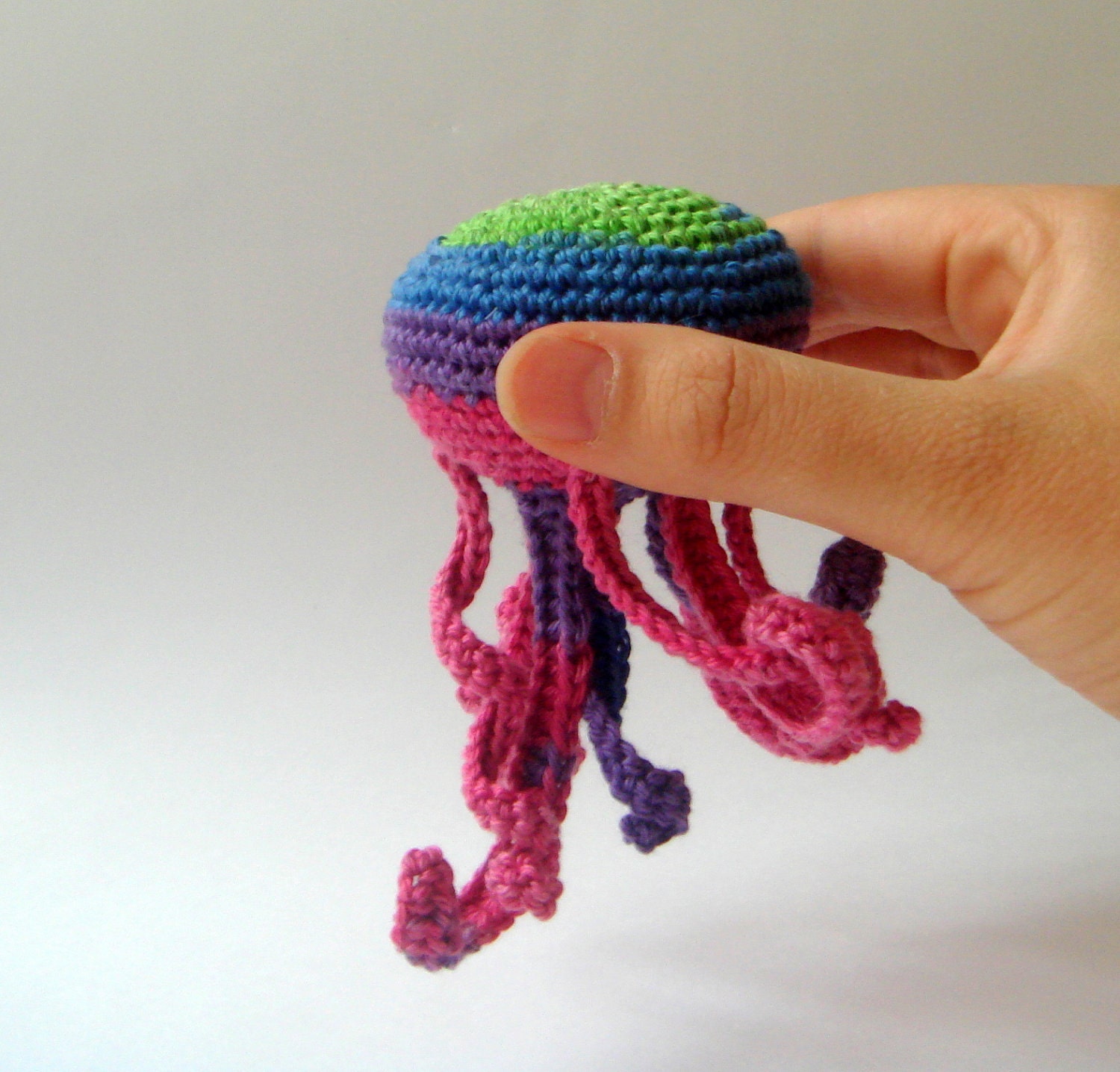 crocheted colorful plush  jellyfish