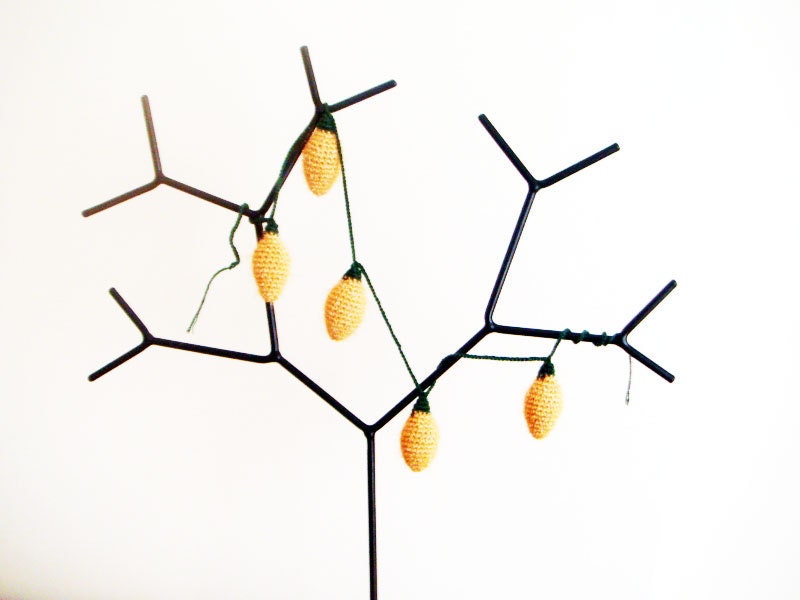 amigurumi light bulbs halloween tree garland -set of 5