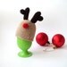 christmas hostess Egg Hat - Egg Warmer - Egg Cozy Santa's Rudolph Deer