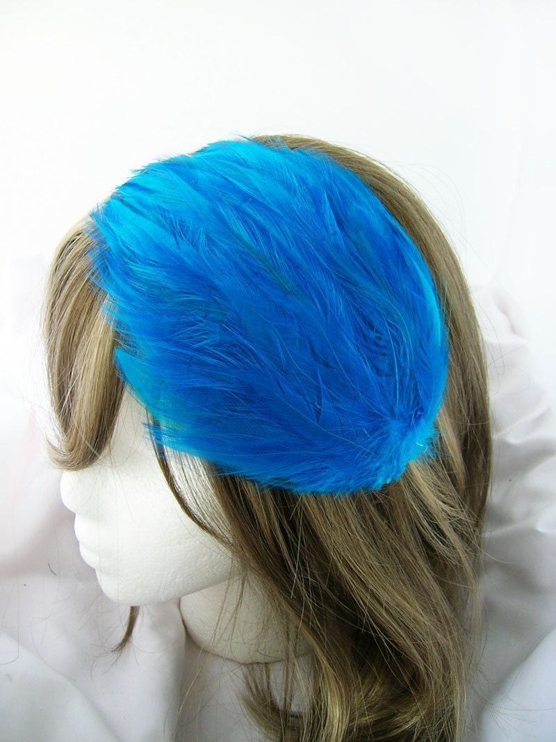 Wholesale - Malibu Blue feather fascinators - CHOOSE headband, hair clip, comb (6 Pieces)