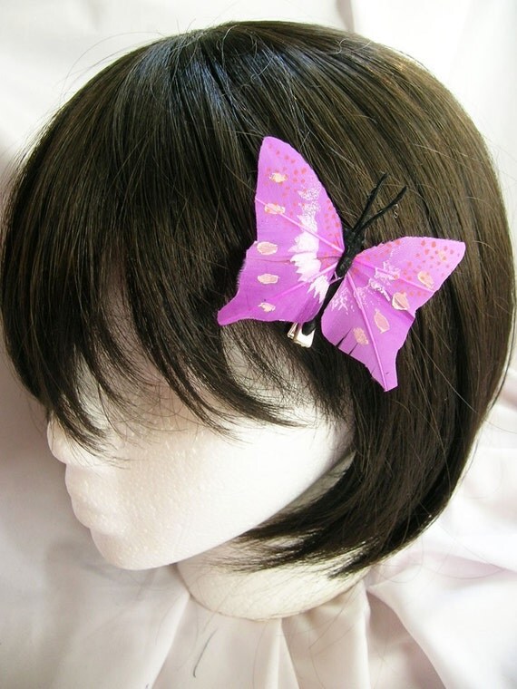 Soft Purple Butterfly feather hair clip cute by AeriskFashion