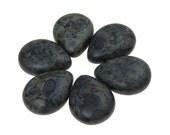 6 Briolettes Czech Glass Teardrops Matte Jet Picasso Beads Briolette Beads 16mm x 12mm Pressed Glass