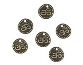 Antique Brass Charms 6 TierraCast Aum Om Charm Eastern Metaphysical Drops (P1078)