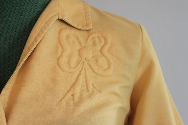 Vintage Dress / 1950s Dress / 50s Gold Bow Day Dress