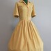 Vintage Dress / 1950s Dress / 50s Gold Bow Day Dress