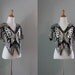 Sequin Butterfly Top / Vintage 70s Silk Sequined Top / Sequined Butterfly