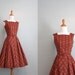 Vintage 50s Dress / 1950s Sundress / 50s Red Print Day Dress