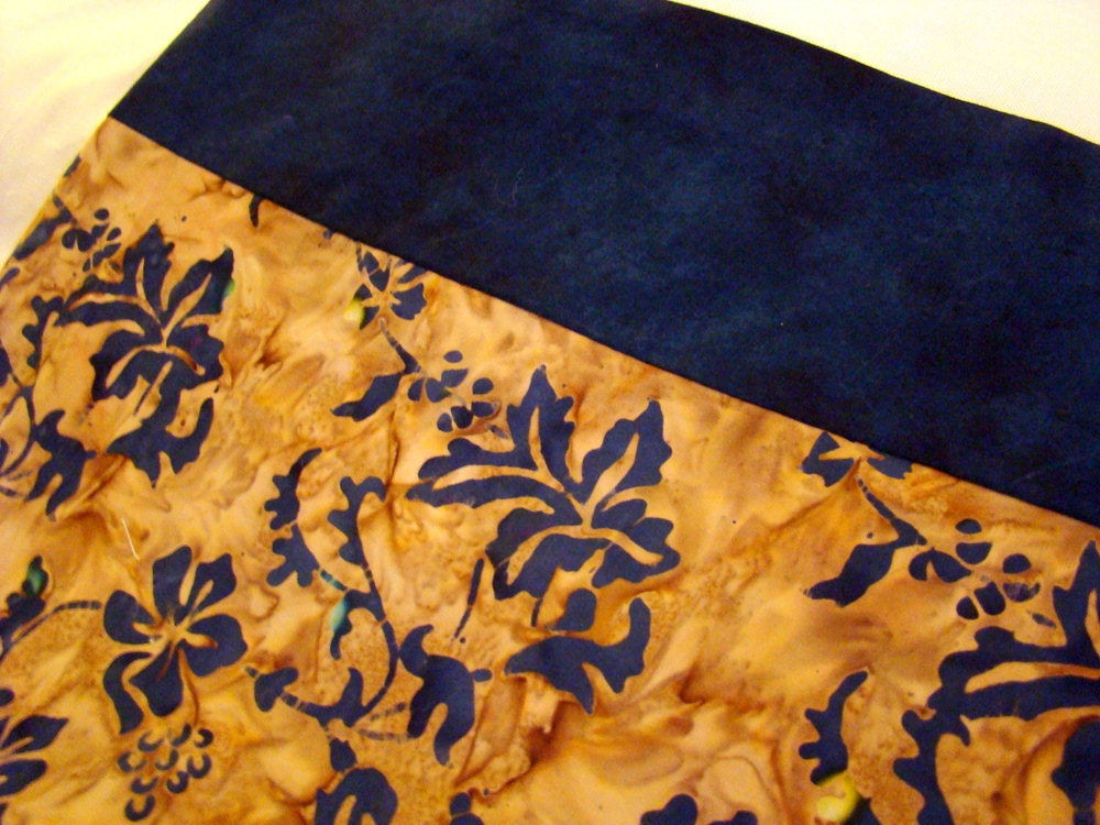 Batik Pillowcase standard size cotton tans and blue