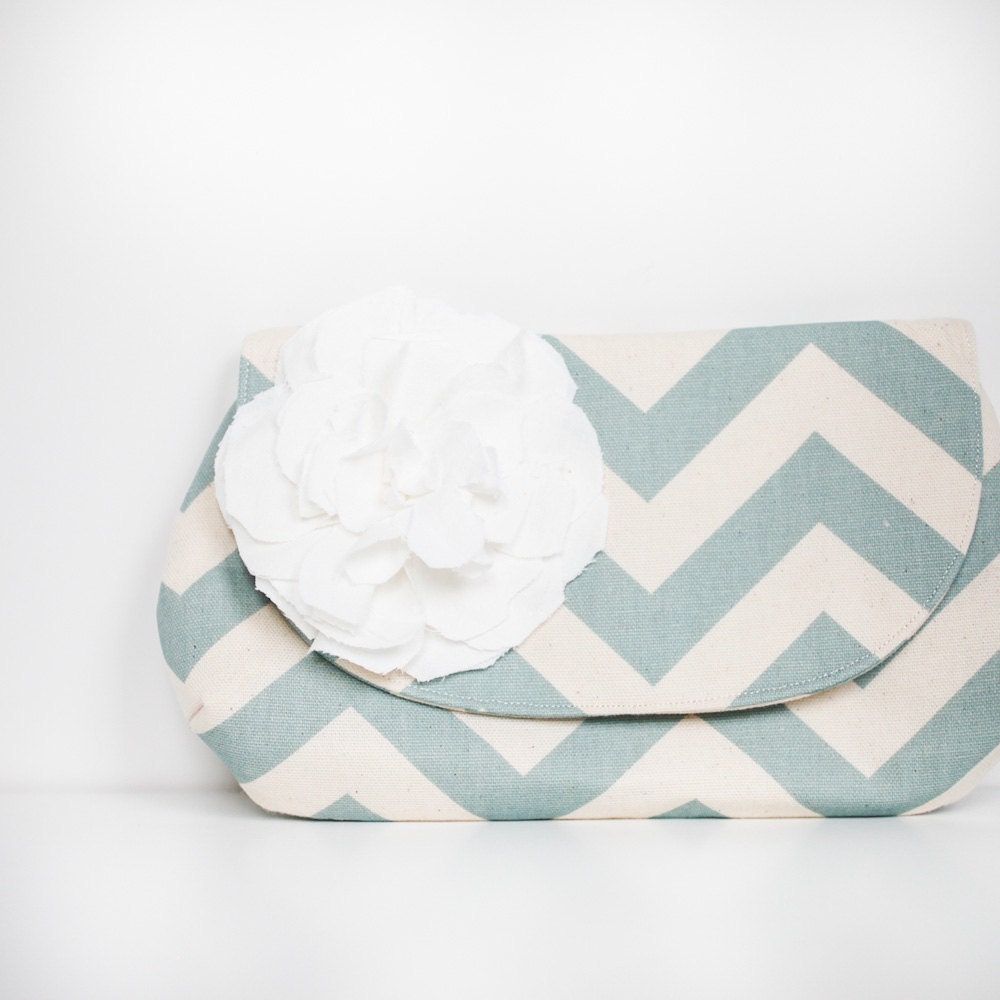Day Clutch in Robin's Egg Chevron