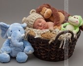Baby Boy Or Baby Girl Bear Hat Knit To Match Cocoon In Neutral Cream Photo Prop