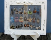 Earring Holder On A Stand / cream Shabby Chic / 25 - 40 Earrings