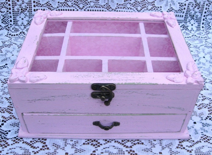 Light Pink  "Shabby Chic" Wooden Jewelry Box