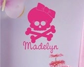 Wall Decals Girl Skull with Bow - Vinyl Wall Stickers Art Graphics Words Lettering