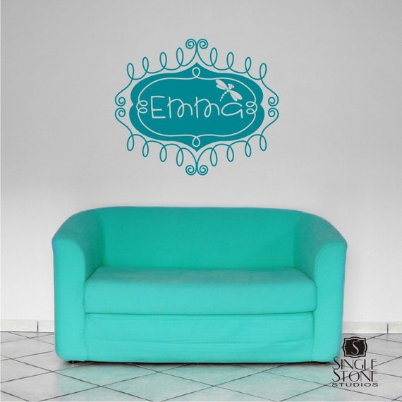 Custom Wall Decal Name Frame Vinyl Text by singlestonestudios