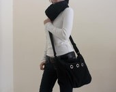 SALE - 10% OFF -  Denise in Black // Hip bag / Diaper bag / Messenger / Shoulder bag / Women / For her