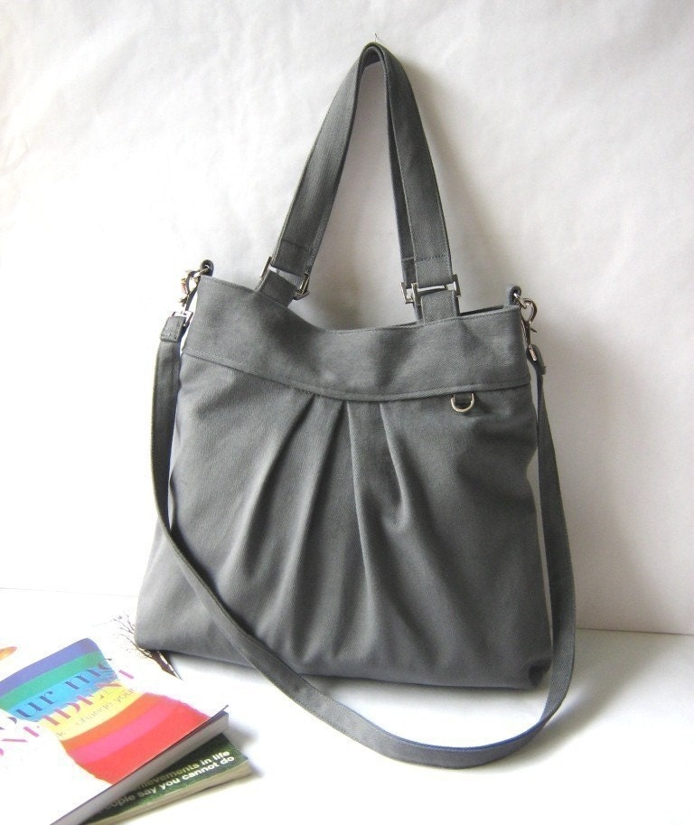 Spring SALE - The chotto tote / messenger in grey