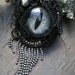 Gothic Steampunk Black Evil Eye Pin Pendant in Black and Silver