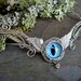 SOLD Gothic Steampunk Silver Fox Evil Eye Pendant with Turquoise Blue Eye