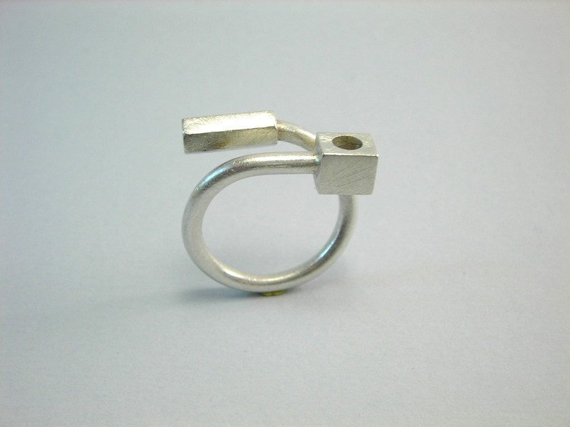 Adjustable Industrial Cocktail abstract ring sterling silver-Ring a Day