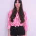 ON HOLD for jing 1990s Pink Striped Button Up Oxford Size S-M