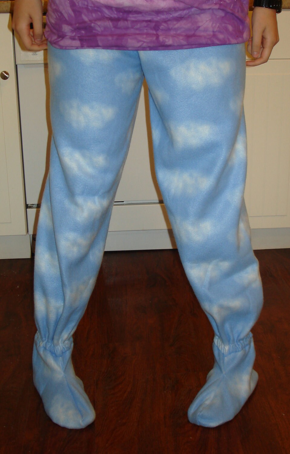 RESERVED Four footed Pajama Bottoms Clouds duck by IncognitoCo