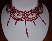 Red Princess Style Beaded Choker