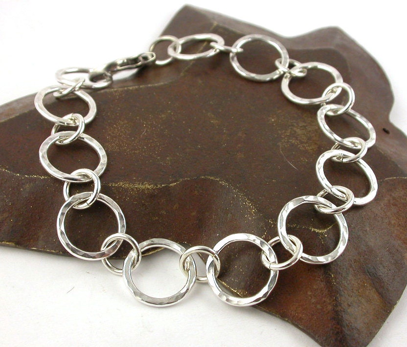 Chunky Hammered Sterling Silver Bracelet - Made to Order