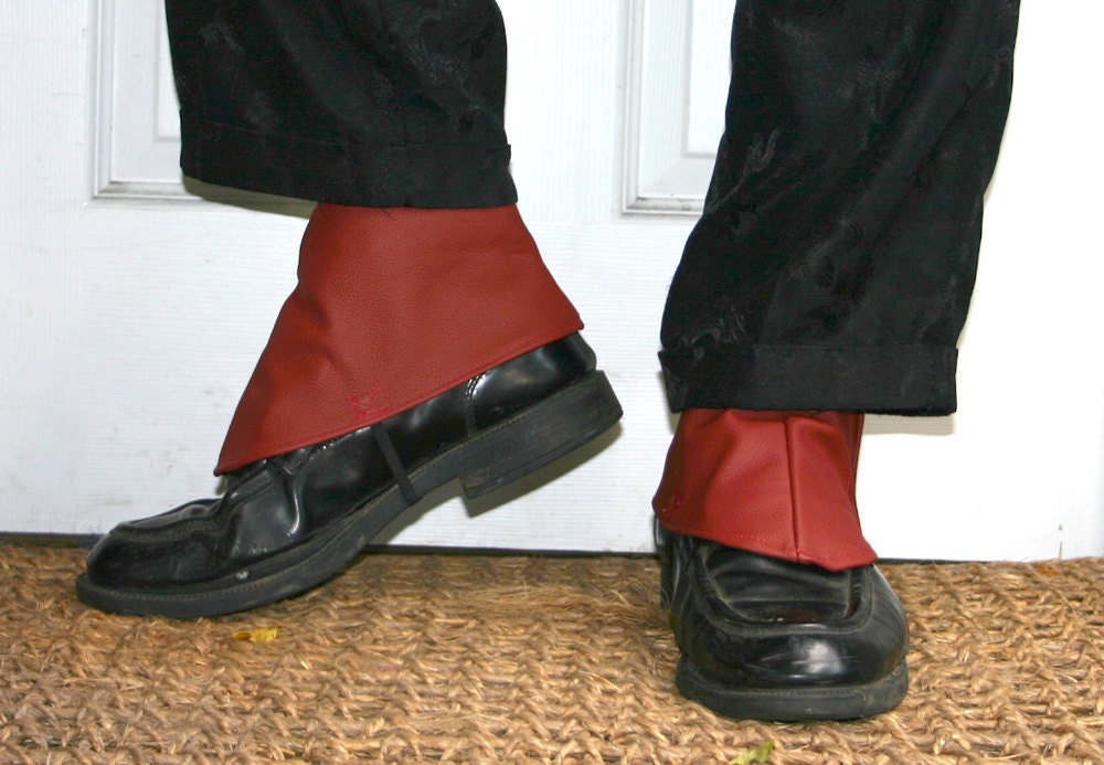 Red Burgundy Leather Steampunk Spats