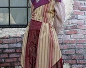 Women's 1895-style Steampunk Gold and Cranberry Stripe Outer Great Vest
