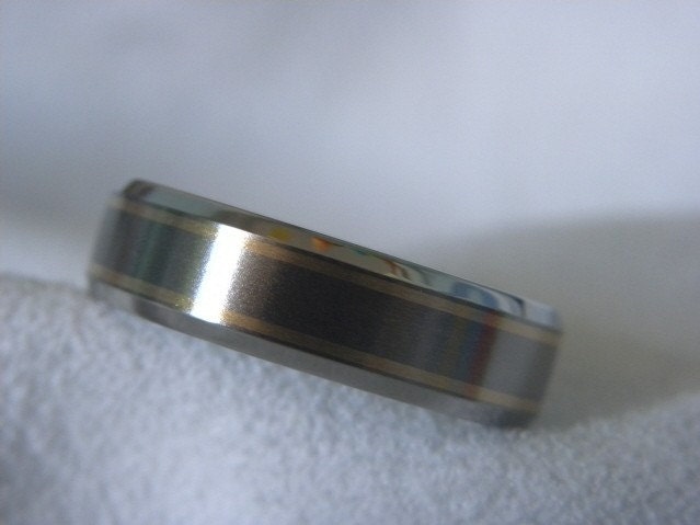 Titanium Gold Ring or Wedding Band Handsome Style