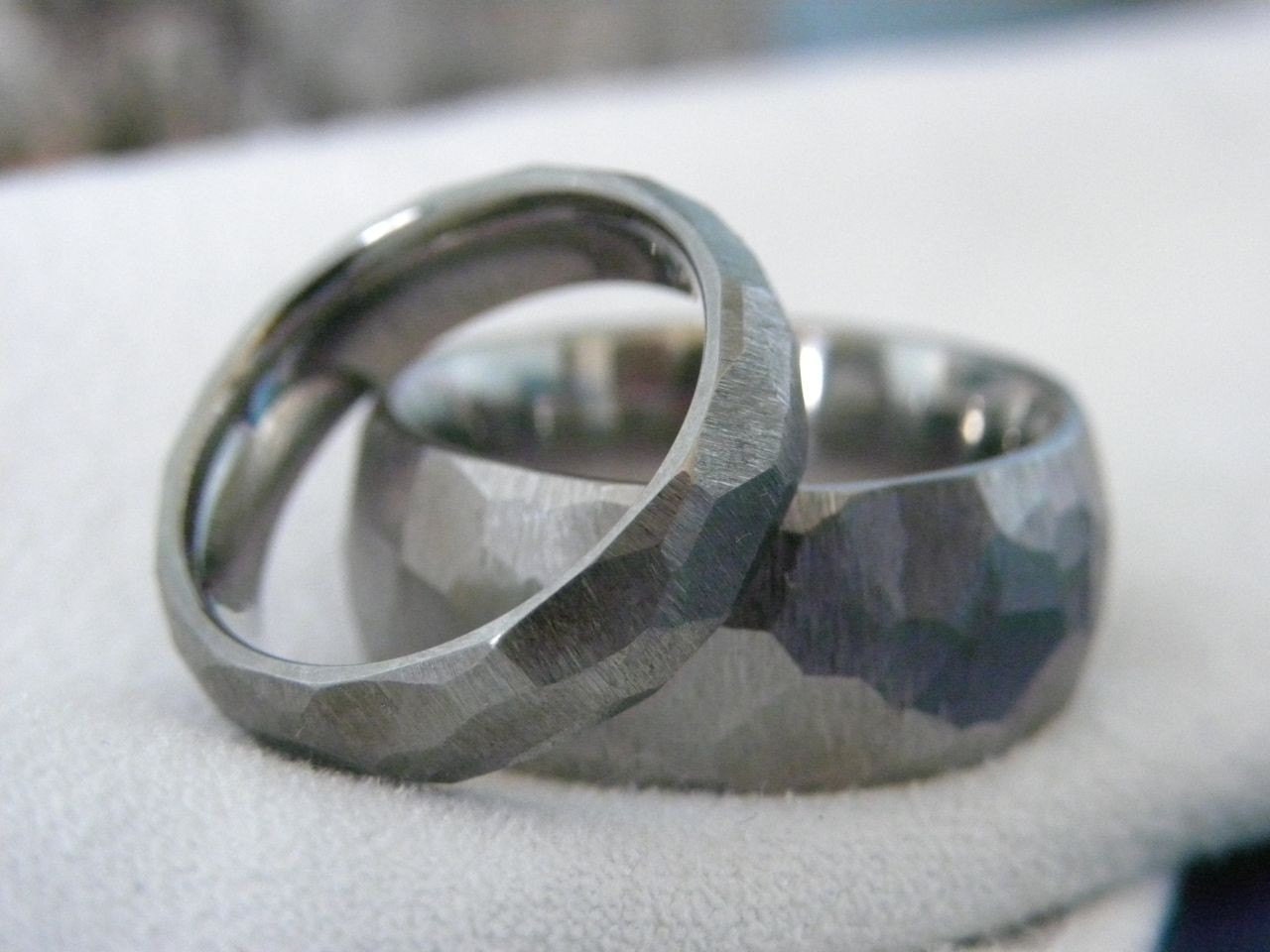 Titanium Ring SET Ground Profile Bands Beautiful Raw Finish