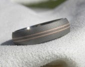 Titanium Centered Pinstripe Rose Gold Inlay Ring or Wedding Band