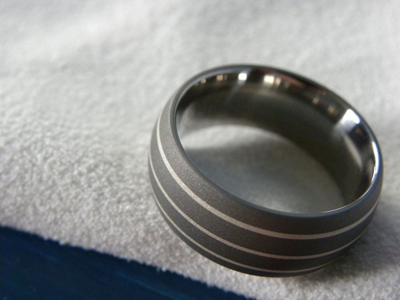 Titanium Silver Ring or Wedding Band Mens Ring Handsome Sandblasted
