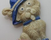 SALE Vintage 20s Blue Celluloid Puppy Dog Brooch