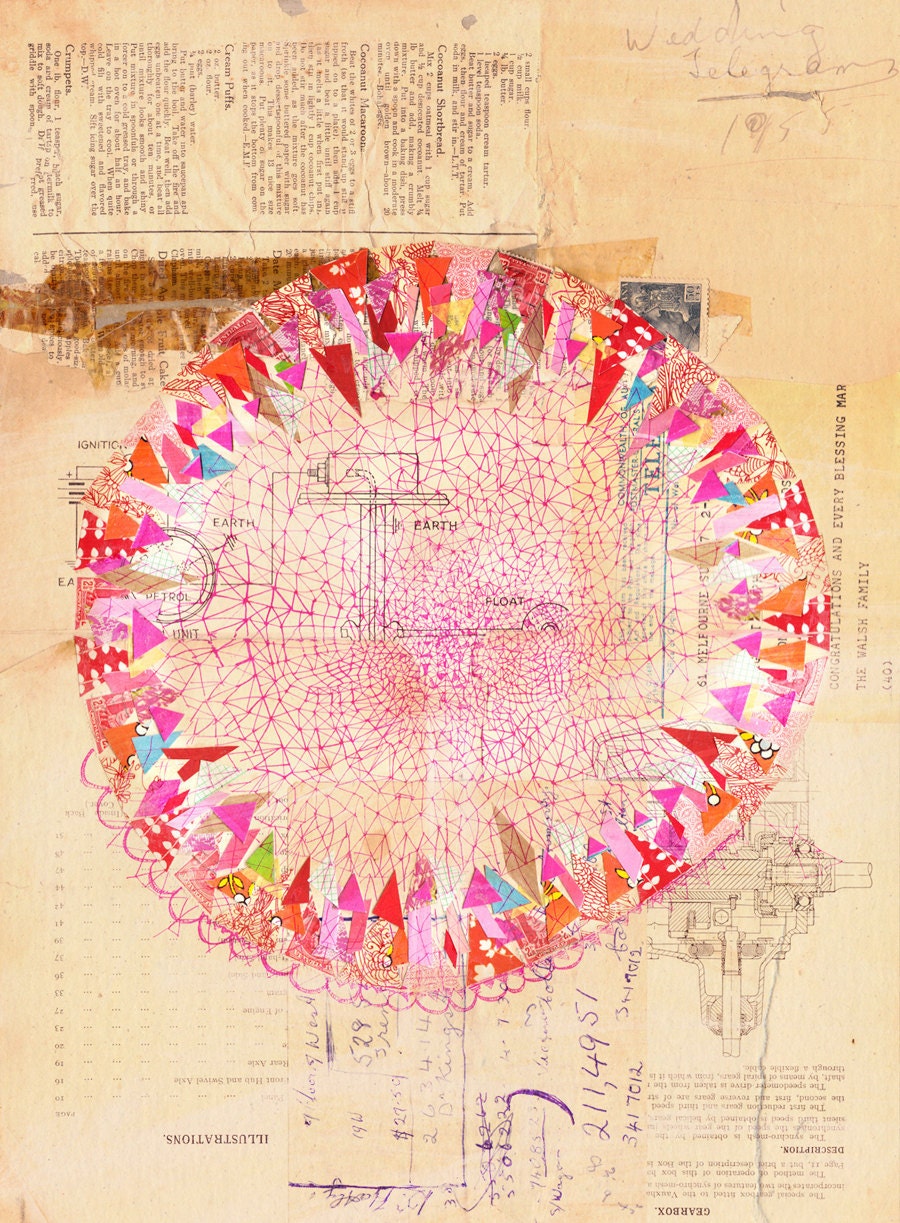 circle collage 5 x 7 inch archival art print