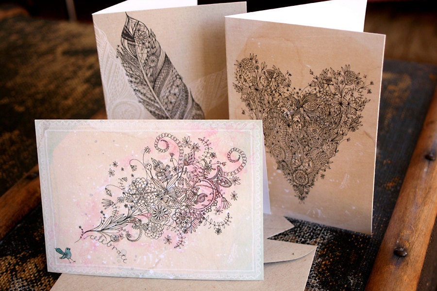 Bundle of 3 Pretty Cards