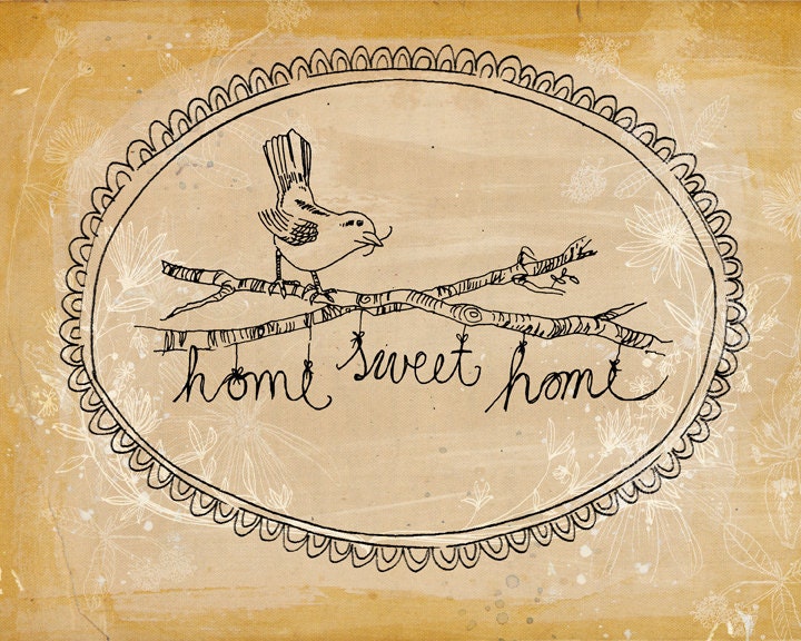 home sweet home birdie 5x7 archival art print