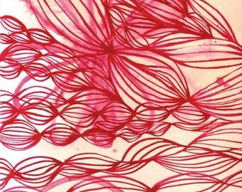 Pink Ink Swirl - fine art print - a Sweet William illustration on archival paper.