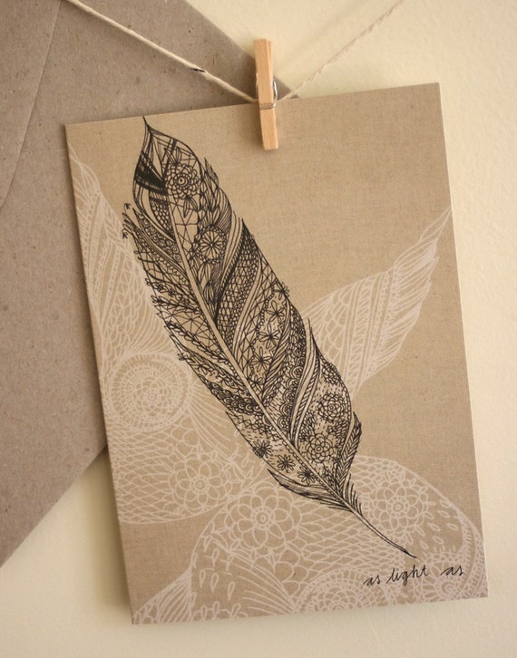 Single Card - Feather - Greeting or Birthday (blank)