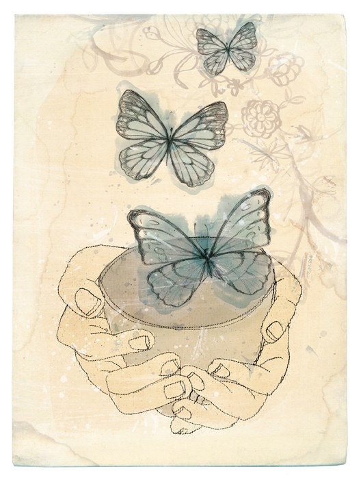 Bowl of Butterflies art print