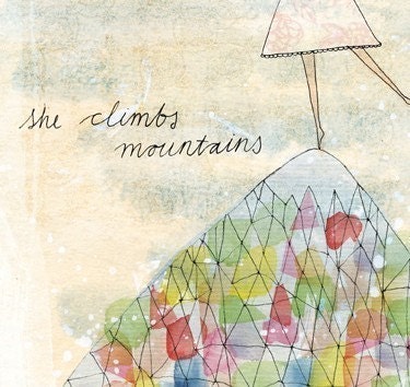 she climbs fine art print - a Sweet William illustration on archival paper.
