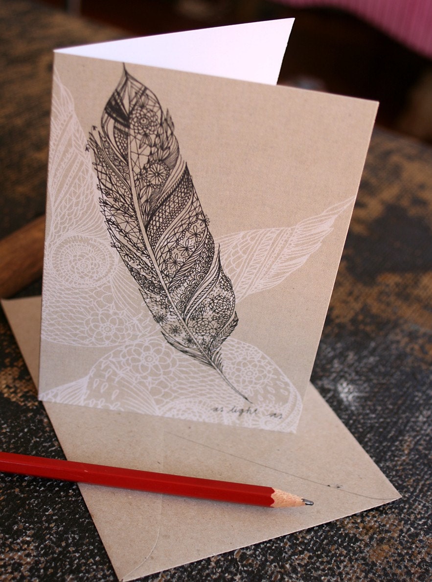 Single Card - Feather - Greeting or Birthday (blank)