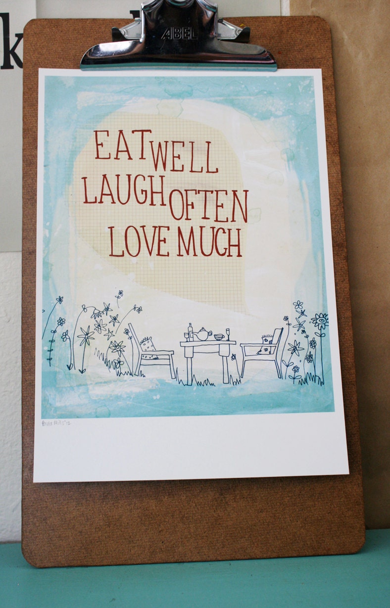 Eat Well fine art print - a Sweet William illustration on archival paper.
