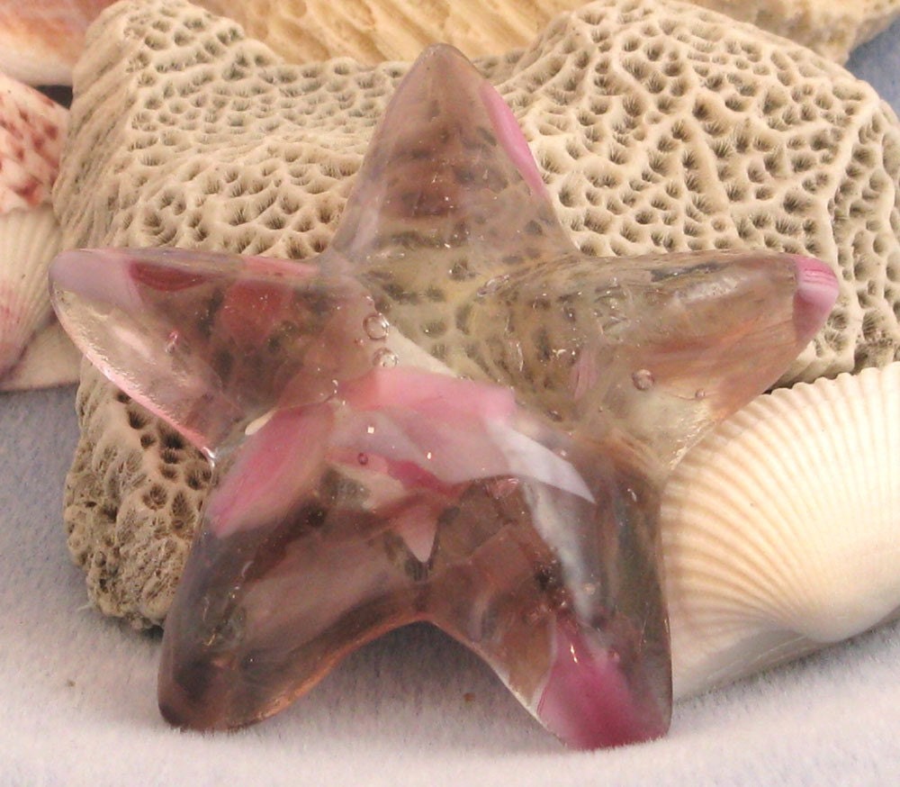 Starfish paperweight in pink fused glass
