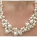 Statement Wedding Necklace Bridal Jewelry Swarovski Pearl "Pearly Girly" Necklace Bridesmaid Jewelry Set includes Ivory Pearl Stud Earrings