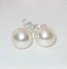 Statement Wedding Necklace Bridal Jewelry Swarovski Pearl "Pearly Girly" Necklace Bridesmaid Jewelry Set includes Ivory Pearl Stud Earrings